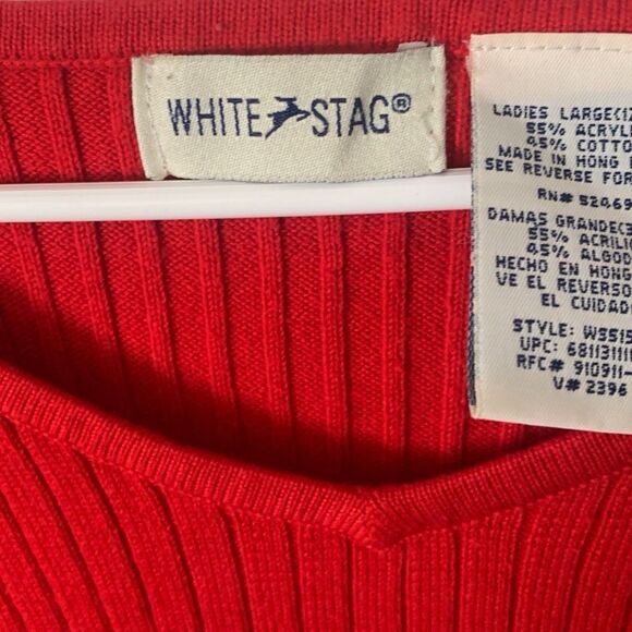 Pre Owned Women's White Stag Sweater Top Sz Lg Stay Cozy in Classic Cool Style - Picture 8 of 8